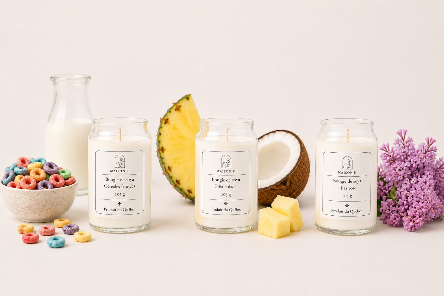 Ensemble découverte de 3 bougies de soya