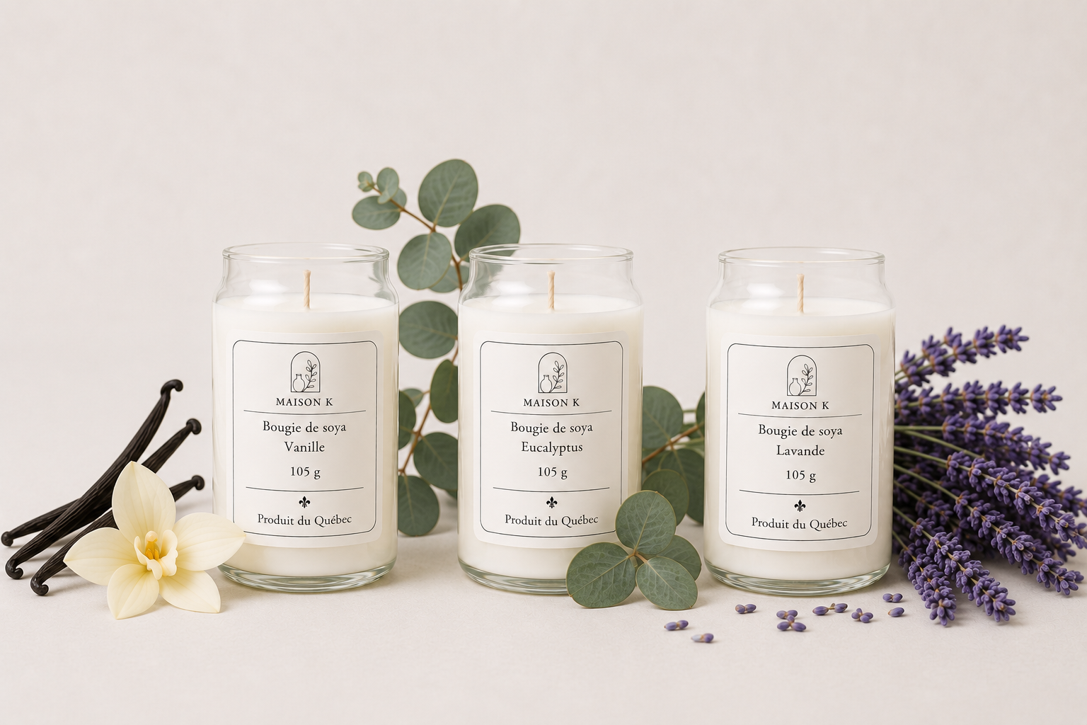 Ensemble découverte de 3 bougies de soya
