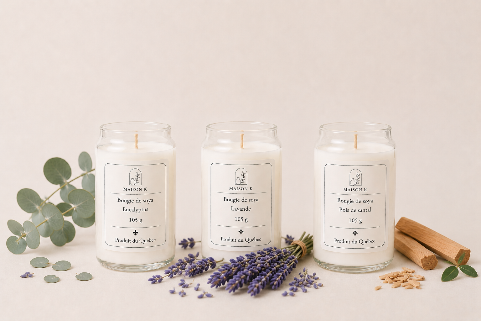 Ensemble découverte de 3 bougies de soya